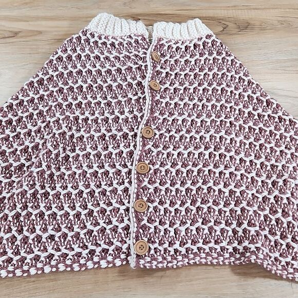 EUC Simply Noelle Dusty Rose/Cream Button Up Shawl - Picture 2 of 7